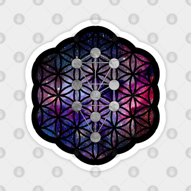 Kabbalah The Tree of Life on flower of life Magnet by Nartissima