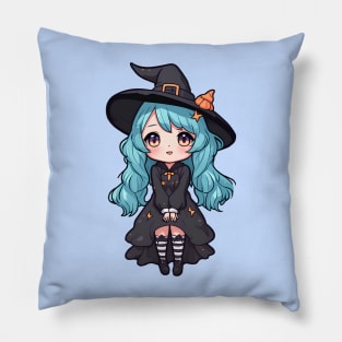 Anime girl witch Halloween Pillow