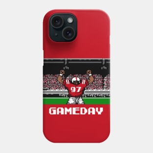 Red and White Football Gameday Retro 8 Bit Linebacker Phone Case