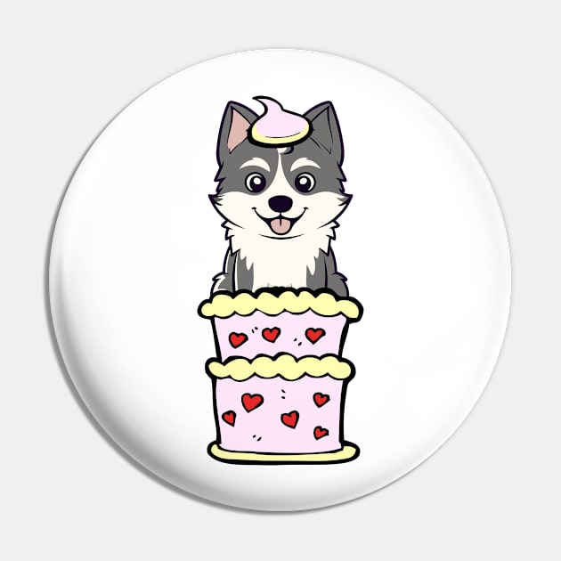 Husky dog Jumping out of a cake Pin by Pet Station