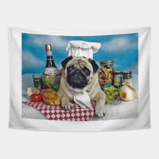 Pug Dog Chef Tapestry