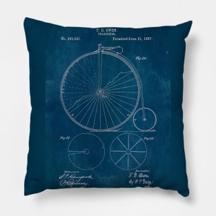 Blueprint Penny Farthing Patent Pillow