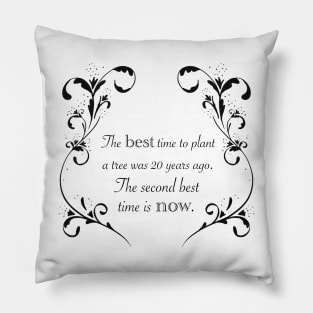 The best time to plant a tree was 20 years ago. The second best time is now. white on black variant Pillow