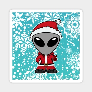 Santa Gray Space Alien with winter background Magnet