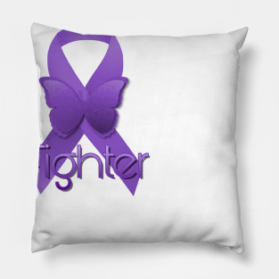 Purple Awareness Ribbon Fighter Pillow