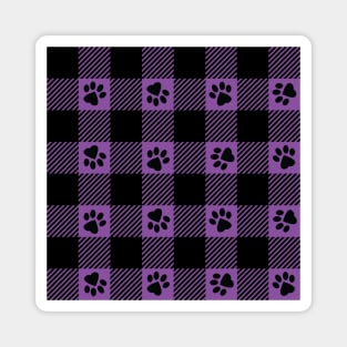 Purple Paw Print Plaid Magnet