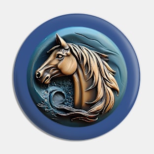 Horse clay logo blue Pin