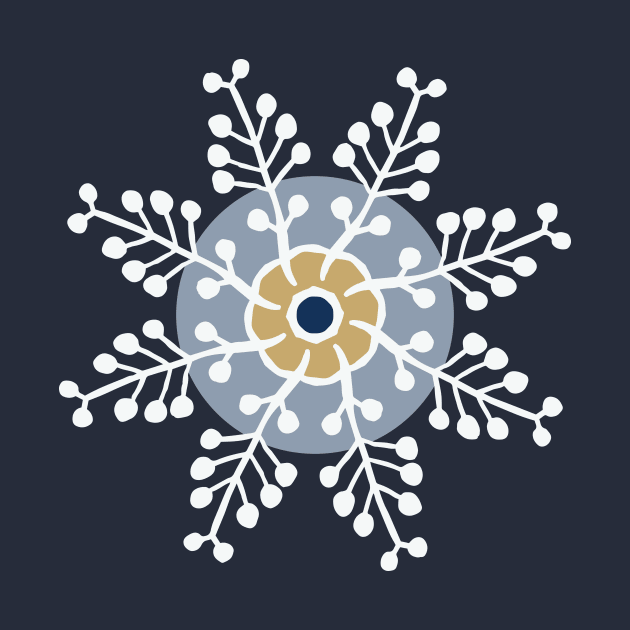 White snowflakes on prussian blue seamless repeat pattern by colorofmagic