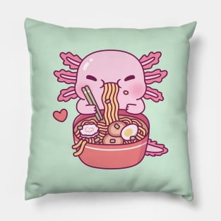 Cute Axolotl Loves Ramen Noodles Pillow