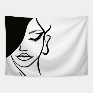 Black and white lady face art Tapestry