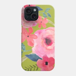 PINK FLOWERS WITH FOLIAGE Phone Case