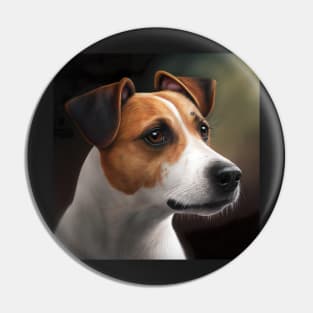 Jack Russel Terrier Dog Realistic Portrait Pin