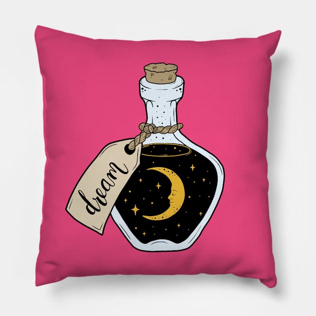 Dream in a bottle Pillow by valentinahramov