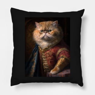 Royal Portrait of an Exotic Shorthair Cat Pillow