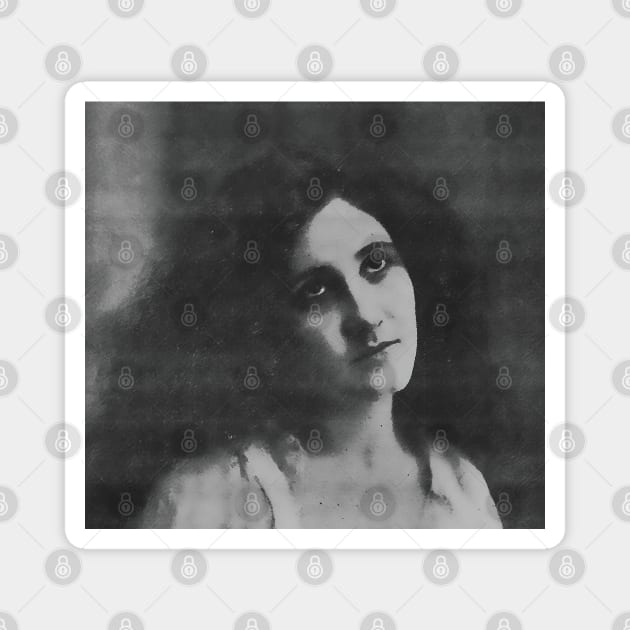 Woman in black and white portrait european vintage actress Magnet by Marccelus