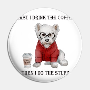 Coffee Hipster  Westie Pin