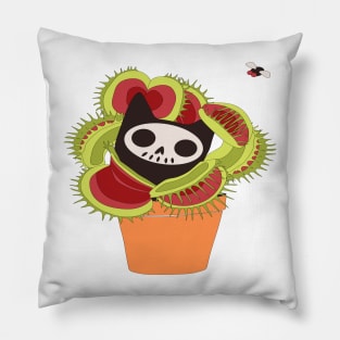 Death Cat and Venus Flytrap Pillow