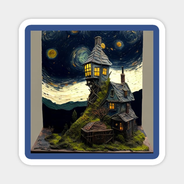 Starry Night Over The Burrow Magnet by Grassroots Green