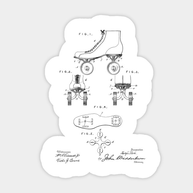 Roller Skate Shoe Vintage Patent Hand Drawing Roller Skates Aufkleber Teepublic De