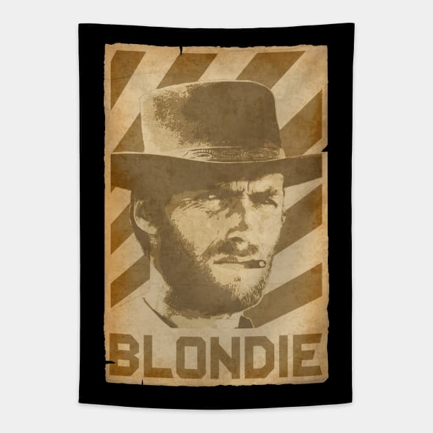 Clint Eastwood Blondie Retro Propaganda Tapestry by Nerd_art