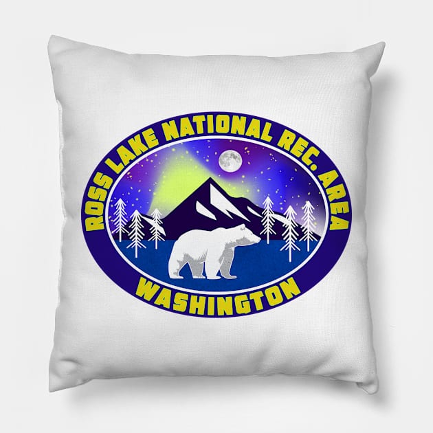 Ross Lake National Recreation Area Washington Bear Pillow by TravelTime