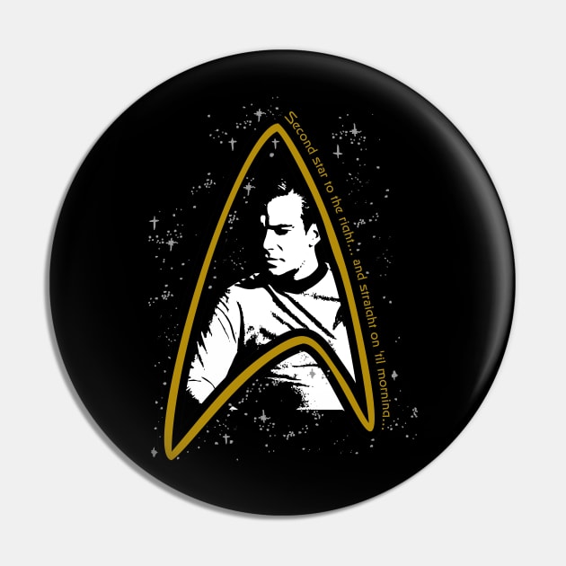 Star Trek TOS Kirk: 2nd Star to the Right Tee Pin by PONYGURL