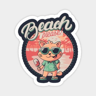 Beach Please - Funny Summer Cat Gift Magnet