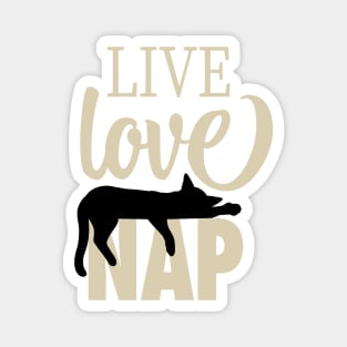 Live Love Nap Sleepy Black Cat - Lazy Day Kitty Lover Magnet