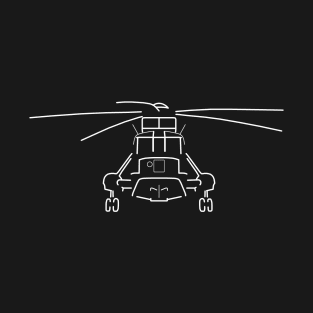 Westland Sea King classic helicopter white outline graphic T-Shirt