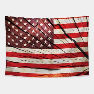 USA Flag American America United States - Tree Trunk Wood Tapestry