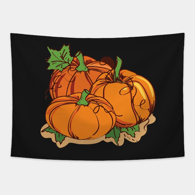 Spooky Pumpkin, Watercolor Pumpkin, Funny Halloween Party Tapestry by Islanr