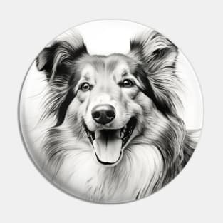 Shetland sheepdog black and white sketch portrait Pin