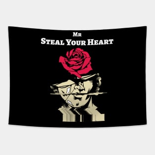 Mr Steal Your Heart with a Flower glitch design illustration Tapestry