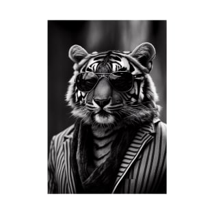 Tiger Boss: A Black and White Portrait, Tiger with sunglasses T-Shirt