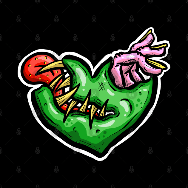 Zombie Heart Tongue and Fingers Green Valentines Day by Squeeb Creative
