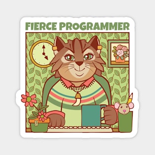 Dread Fierce Programmer Cat Magnet