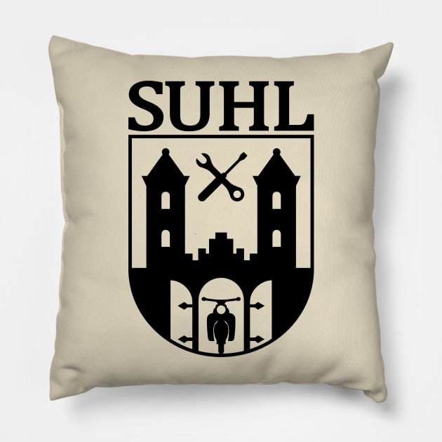 Suhl Coat of Arms with Simson Star / Sparrowhawk / Hawk (black) Pillow by GetThatCar