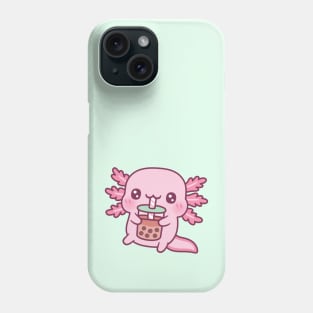 Cute Axolotl Drinking Boba Tea Phone Case