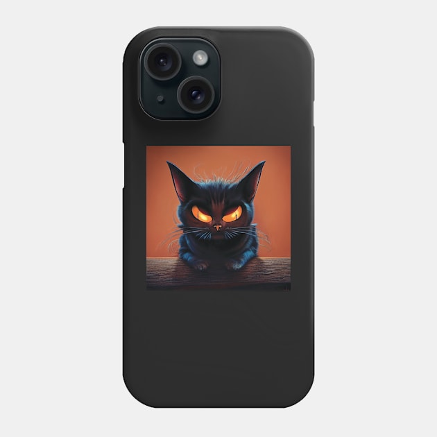 Halloween Black Cat Art Phone Case by Geminiartstudio