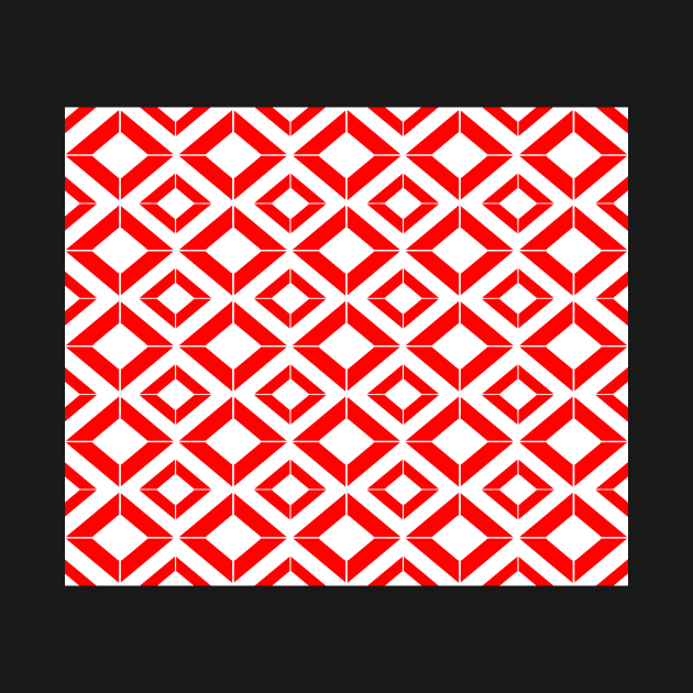 Abstract geometric pattern - red and white. by kerens