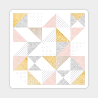 Gold, Pink and Marble Geo Pattern Magnet