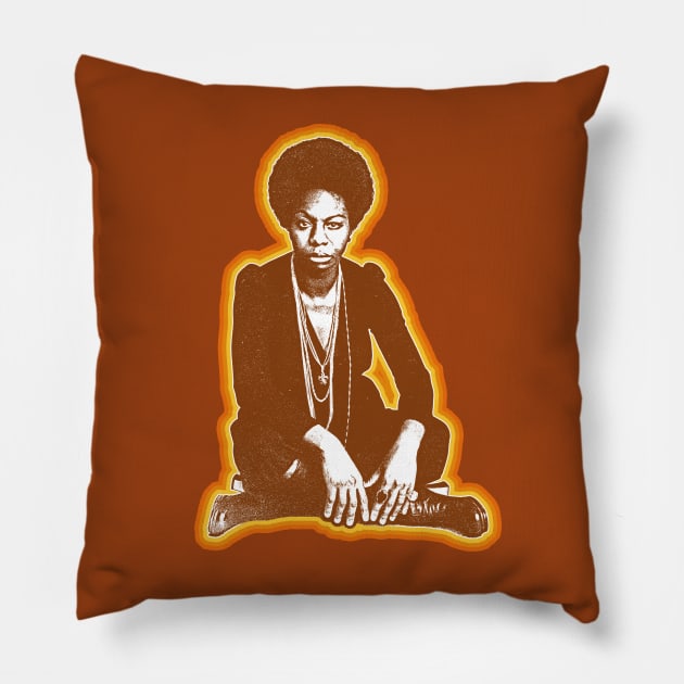 Nina Simone /\//\/ Original Retro Style Fan Design Pillow by DankFutura