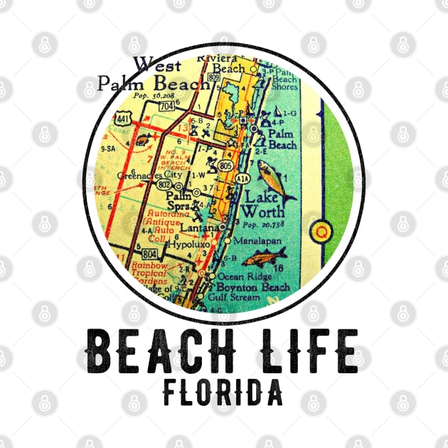 West Palm Beach Vintage Map Beach Life Florida by Joaddo