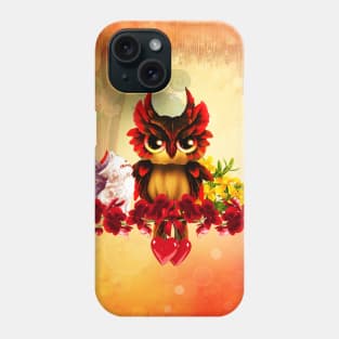 Beautiful fantasy owl with flowers Phone Case