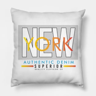 New york Typography xauthentic denim Brand superior Pillow