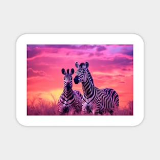 Zebra Animal Wildlife Wilderness Colorful Realistic Illustration Magnet