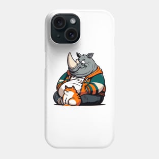 Rhino petting cat Phone Case