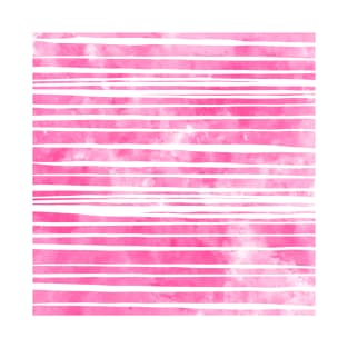 Pink Uneven Stripes Pattern Watercolor Abstract Cute  Girly Pretty Trendy Design T-Shirt