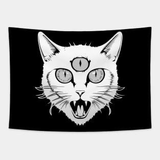 Third Eye Kitty White Tapestry