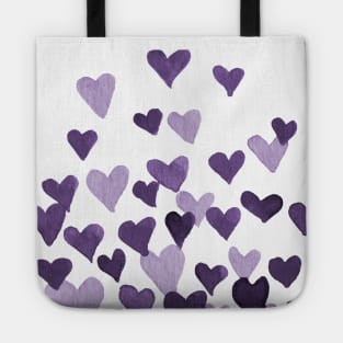 Valentine’s Day Watercolor Hearts – ultra violet Tote